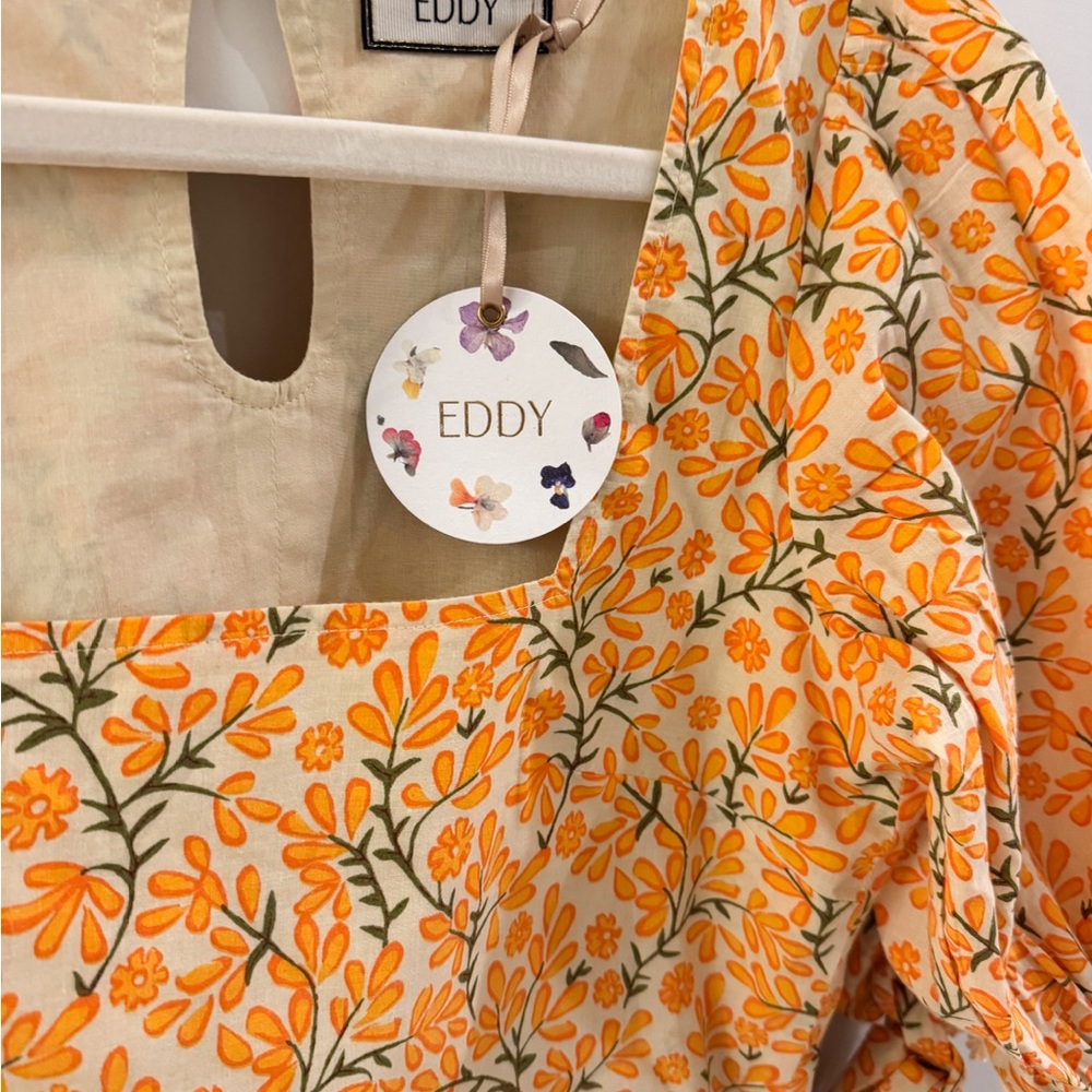 NWT Eddy Designer Floral Yellow Crop Top - Picture 5 of 6
